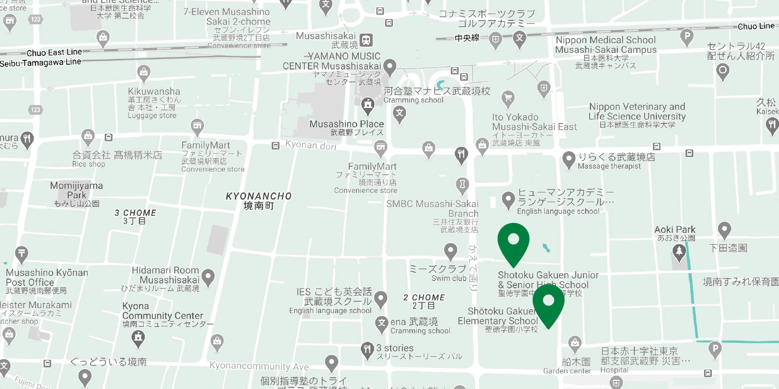 聖徳学園の地図
